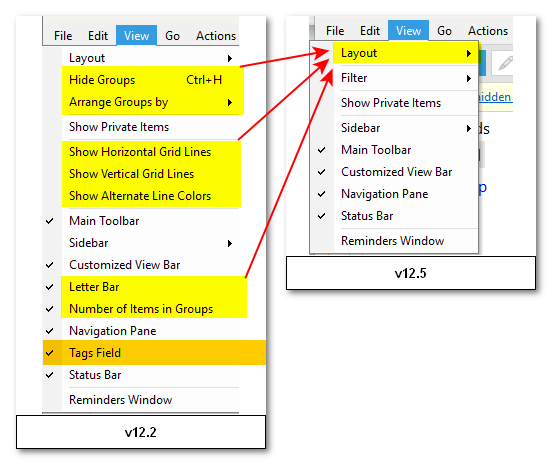 Passwords View menu comparison
